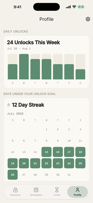 Your focus stats over time