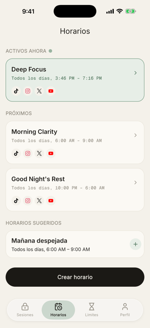Horarios que bloquean por sí solos