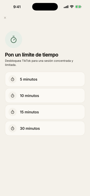 Elige cuánto tiempo necesitas