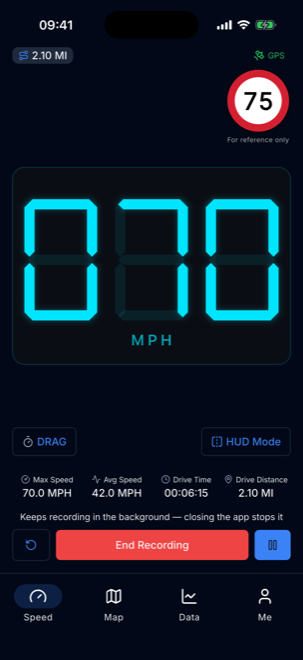 Live speed with the road's limit