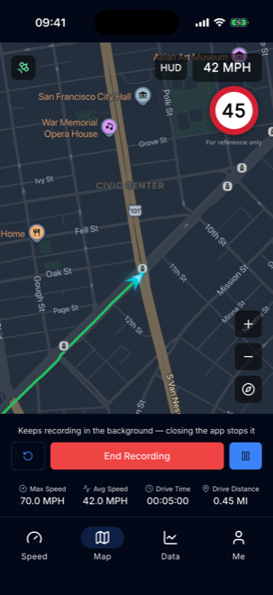 Route tracking on the map